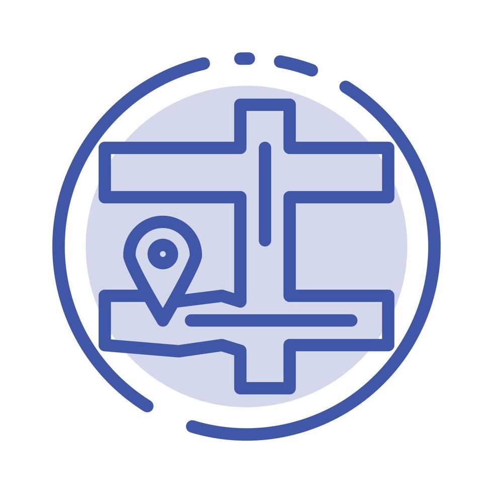 broche de navigation de la carte icône de la ligne en pointillé bleu vecteur