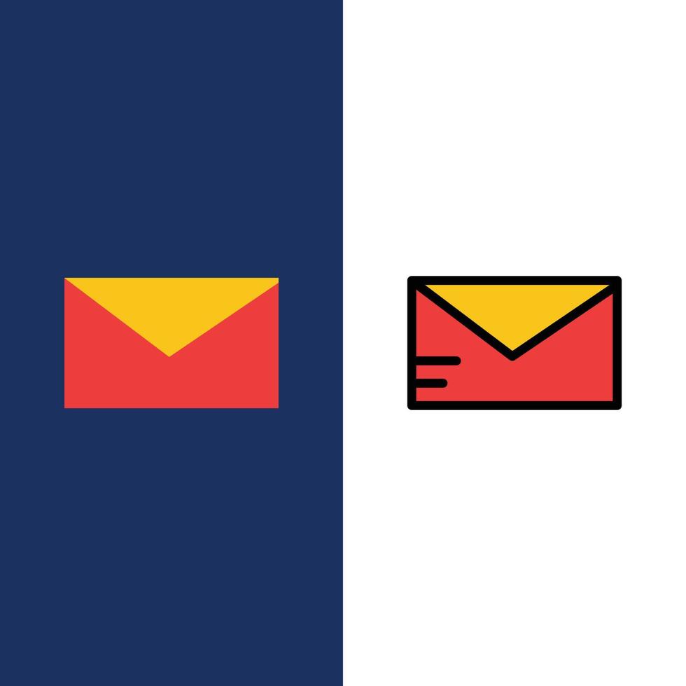 mail email icônes de l'école plat et ligne remplie icône ensemble vecteur fond bleu