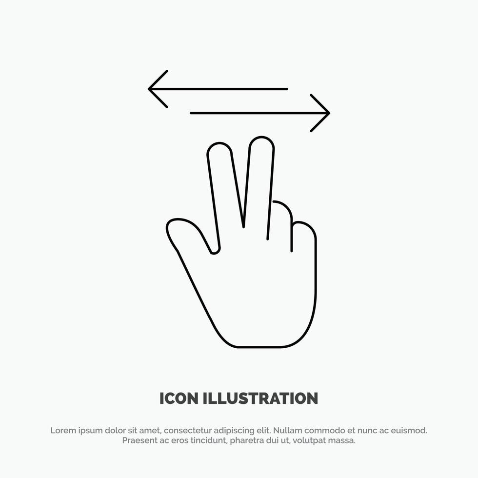 vecteur d'icône de ligne tactile mobile main gestes