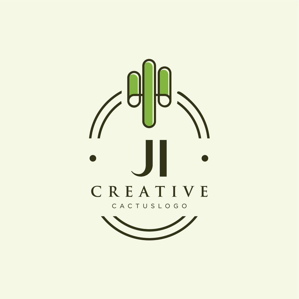 ji lettre initiale cactus vert logo vecteur