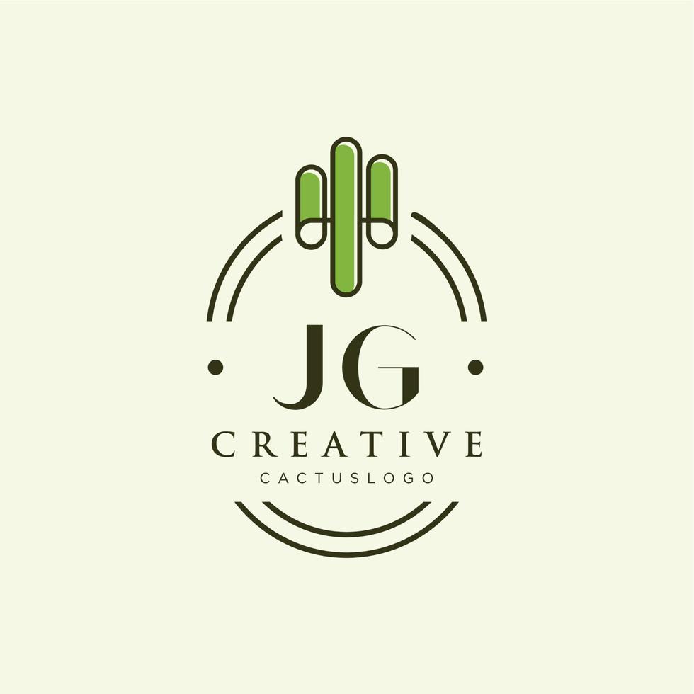 jg lettre initiale vert cactus logo vecteur