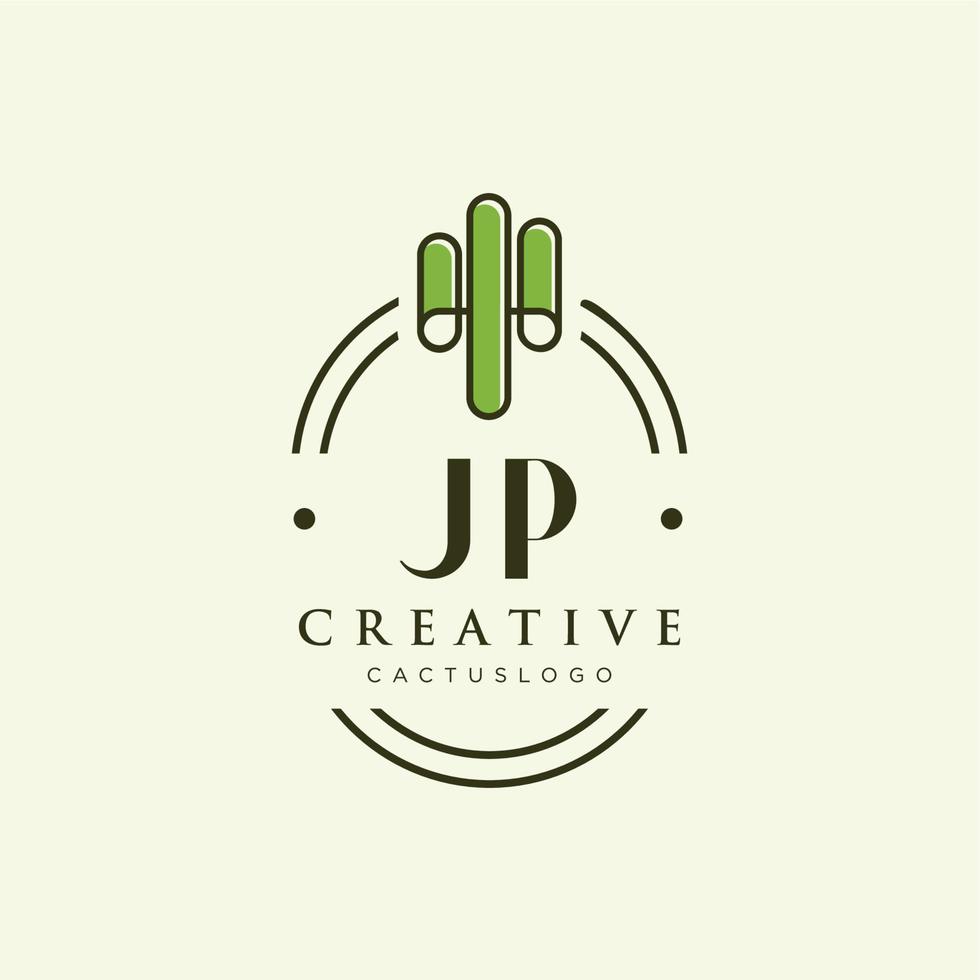 jp lettre initiale cactus vert logo vecteur