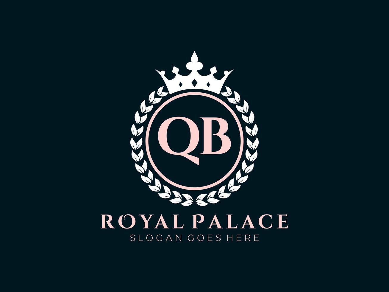 lettre qb logo victorien de luxe royal antique avec cadre ornemental. vecteur