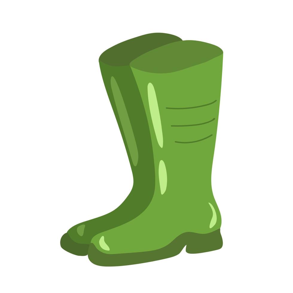 bottes en caoutchouc vert isolés sur fond blanc. illustration vectorielle. vecteur