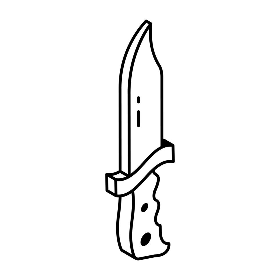 une icône de contour de couteau personnalisable, style isométrique vecteur