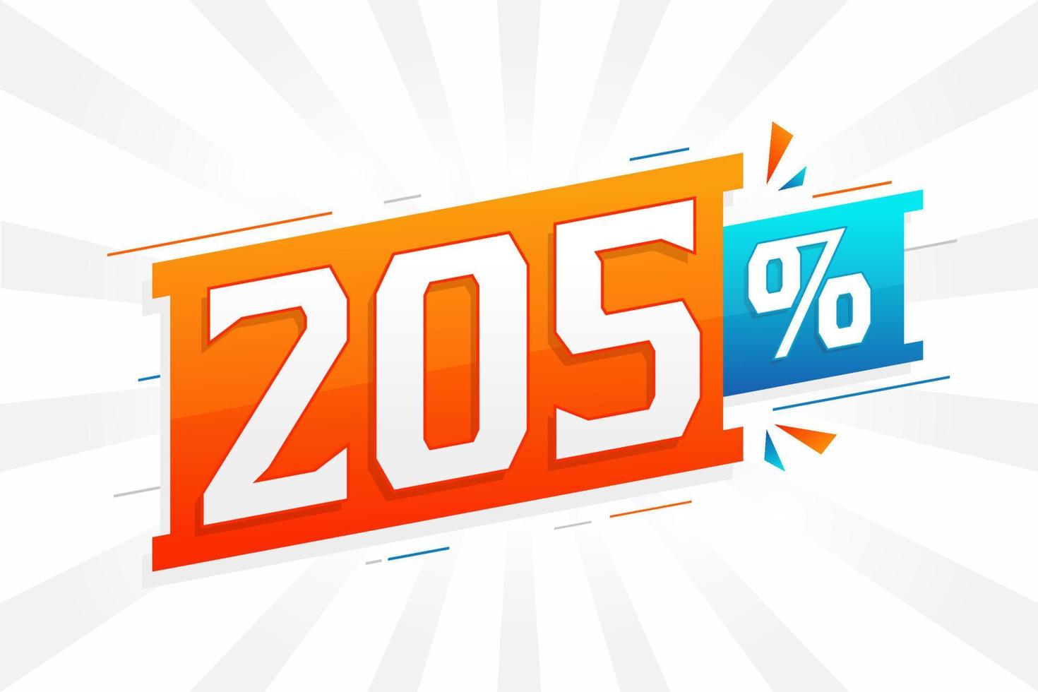 205 promotion de bannière marketing à prix réduit. Conception promotionnelle de 205 % des ventes. vecteur