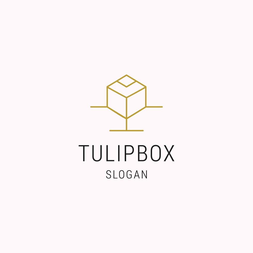 modèle de conception plate d'icône de logo de boîte de tulipe vecteur