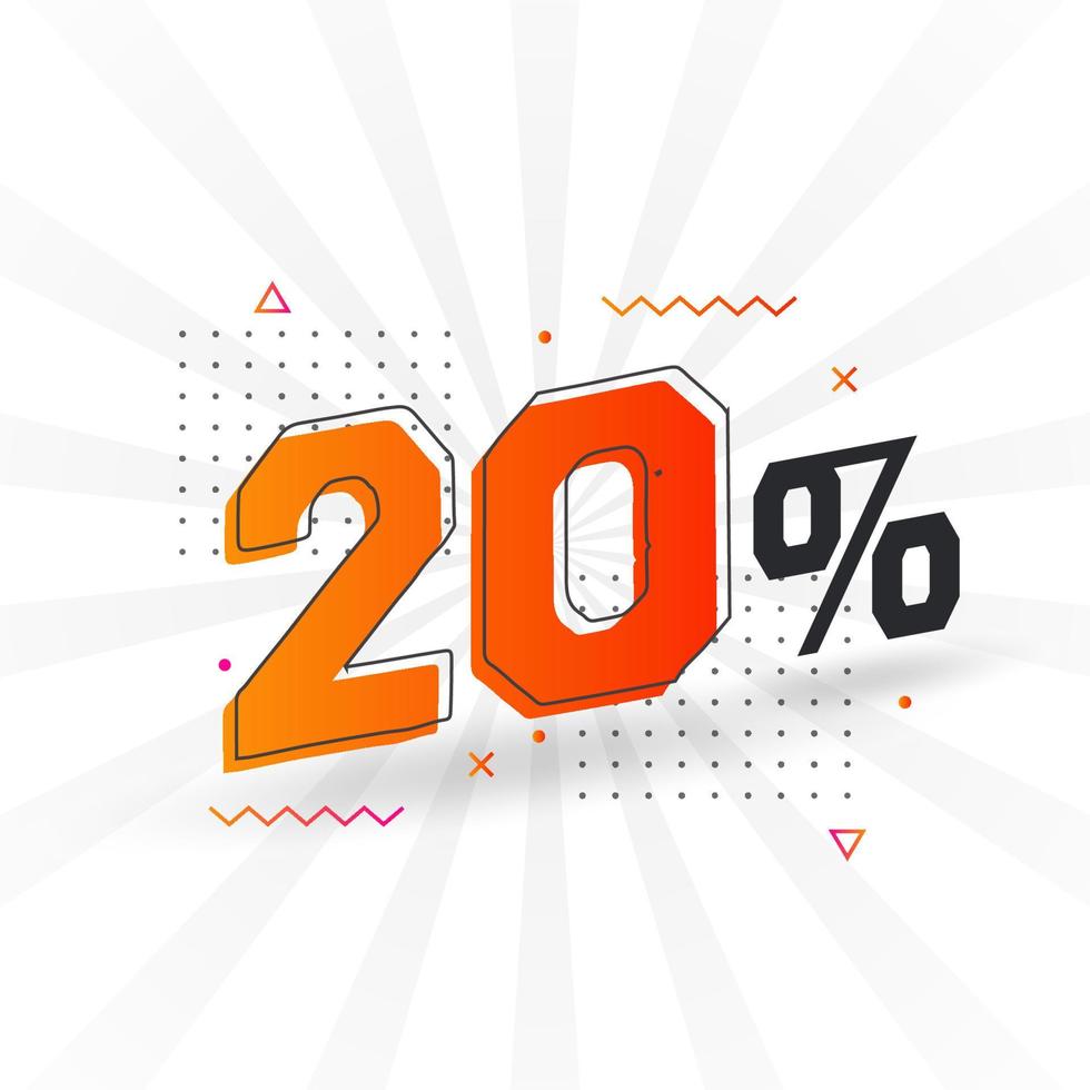 20 promotions de bannières marketing à prix réduit. Conception promotionnelle de 20 % des ventes. vecteur