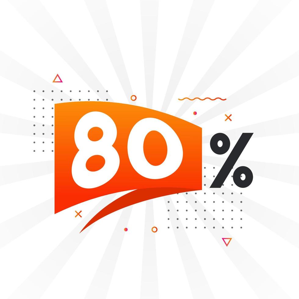 Promotion de 80 bannières marketing à prix réduit. Conception promotionnelle de 80% des ventes. vecteur