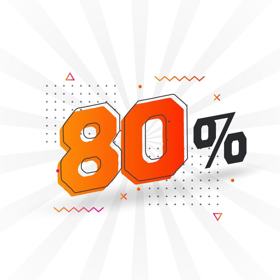 Promotion de 80 bannières marketing à prix réduit. Conception promotionnelle de 80% des ventes. vecteur