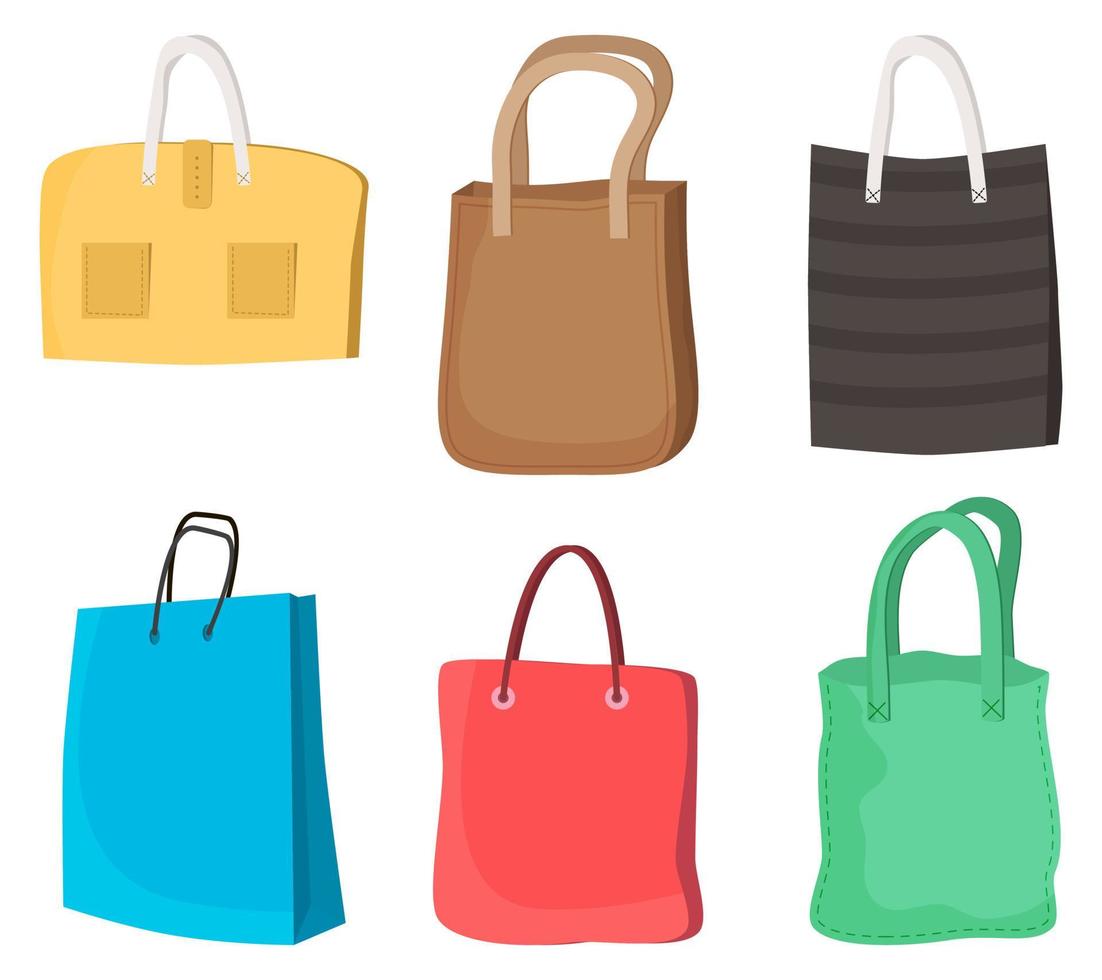 sacs à provisions.un ensemble de sacs dessinés à la main.concept de vente commerciale shopping trip.flat illustration vectorielle. vecteur