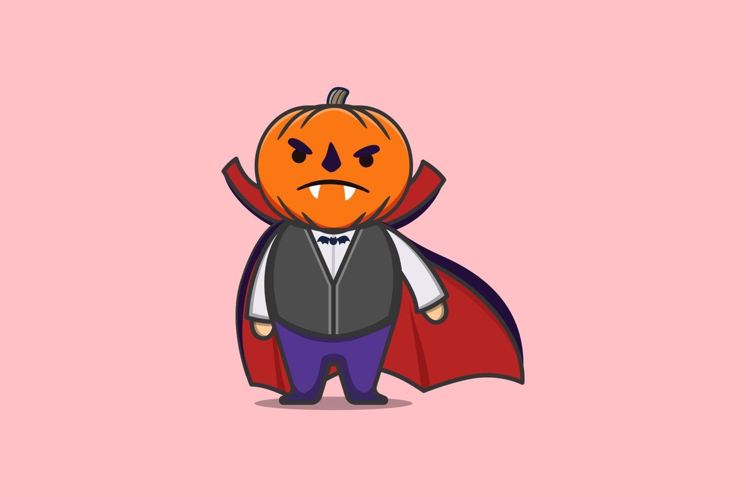 mignon dessin animé effrayant vampire citrouille halloween vecteur