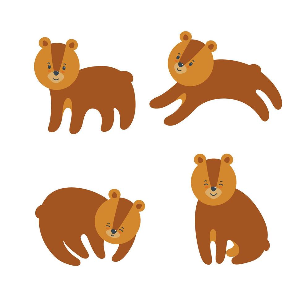 ensemble d'ours pour les impressions sur textile et autres matériaux. illustration vectorielle vecteur