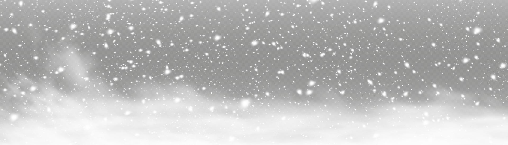 hiver et neige avec brouillard. vent et brouillard. neige et vent. élément décoratif dégradé blanc. illustration vectorielle. lumière, poussière, hiver, tempête de neige, Noël, vecteur. vecteur