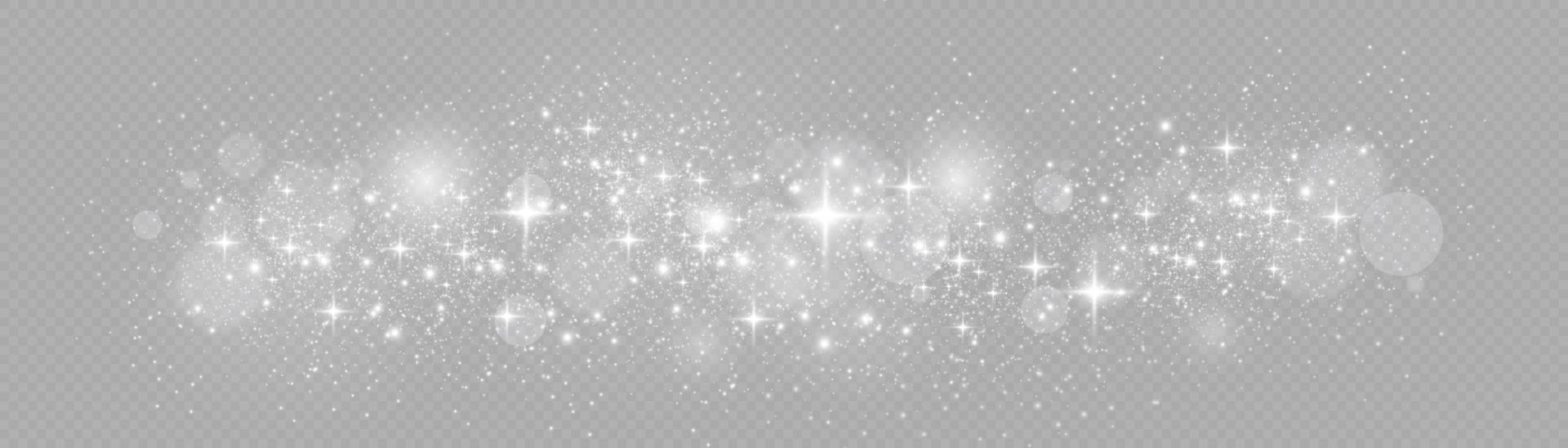 étincelles blanches effet de lumière spécial scintillant. le vecteur scintille. effet de particules de poussière magique étincelante. étincelles de poussière d'étoiles