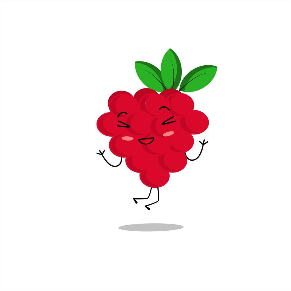 graphique vectoriel illustration de framboise kawaii. joli ensemble de framboises ensemble vecteur premium. parfait pour votre produit, comme le jus, etc.