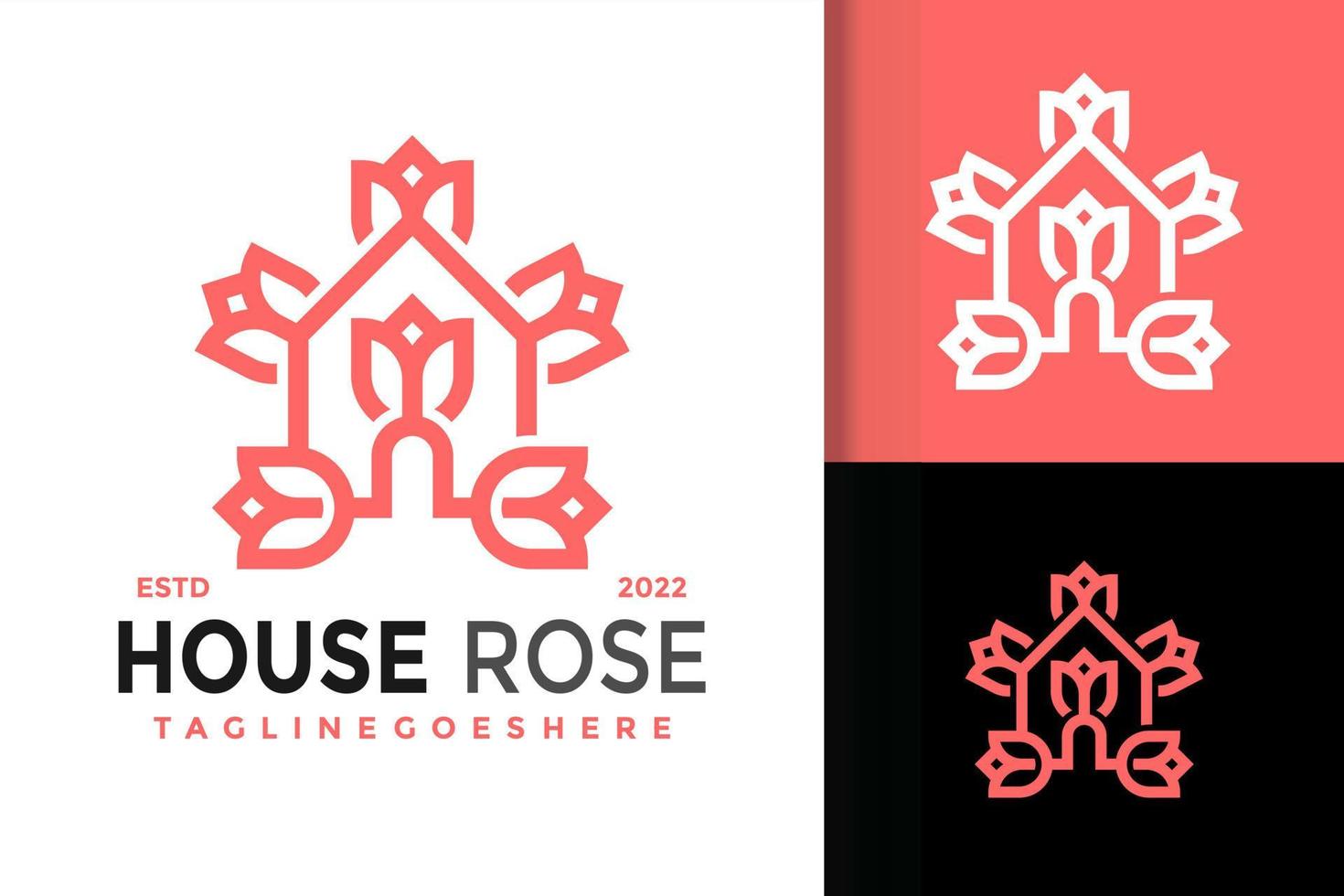 création de logo maison rose, vecteur de logos d'identité de marque, logo moderne, modèle d'illustration vectorielle de dessins de logo