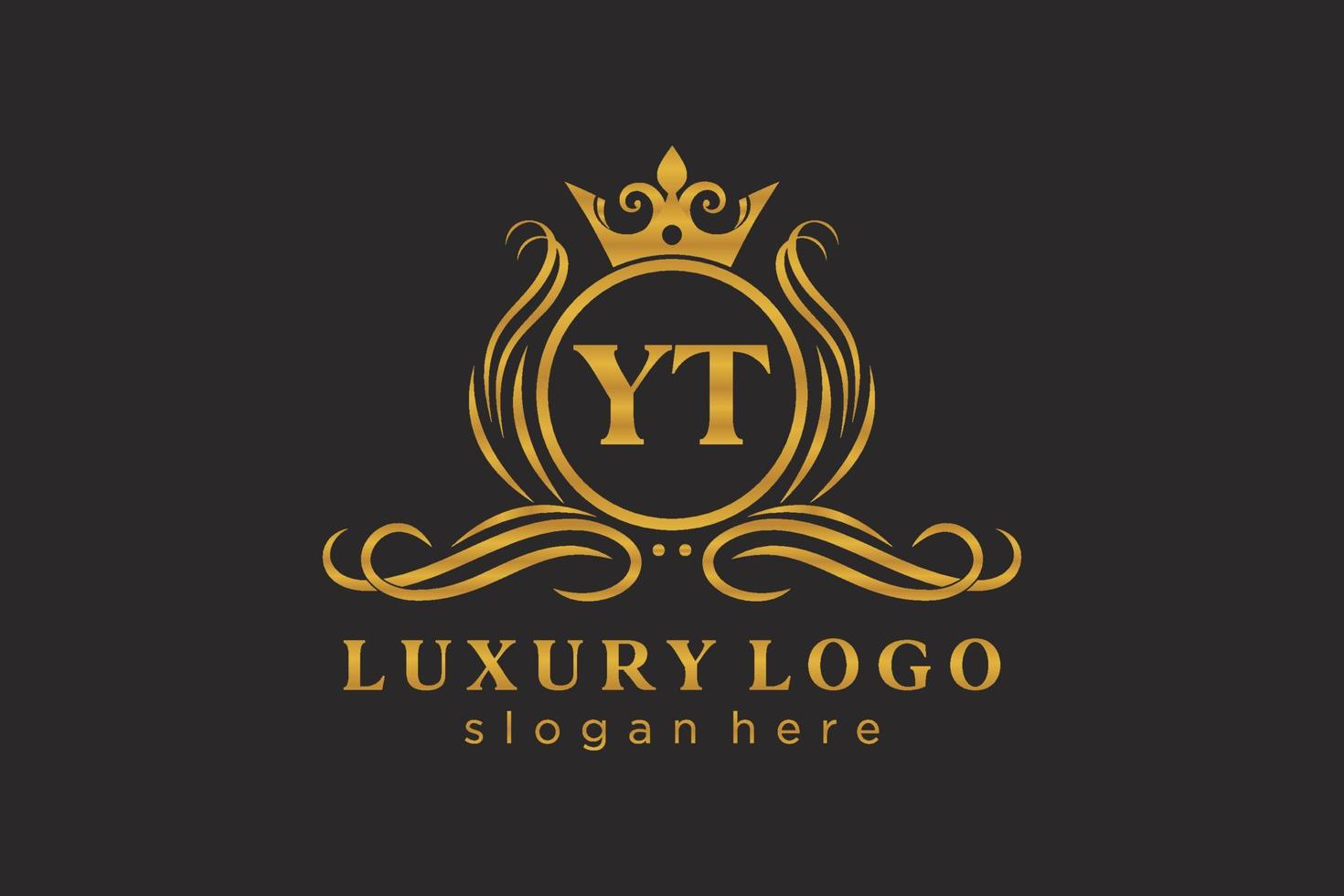 modèle initial de logo de luxe royal de lettre yt dans l'art vectoriel pour le restaurant, la royauté, la boutique, le café, l'hôtel, l'héraldique, les bijoux, la mode et d'autres illustrations vectorielles.