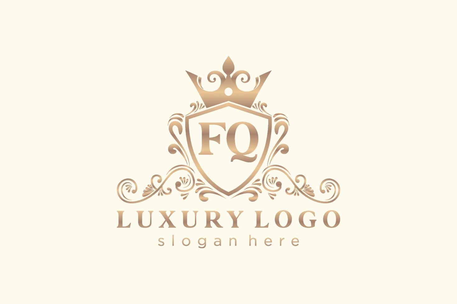 modèle initial de logo de luxe royal de lettre fq dans l'art vectoriel pour le restaurant, la royauté, la boutique, le café, l'hôtel, l'héraldique, les bijoux, la mode et d'autres illustrations vectorielles.