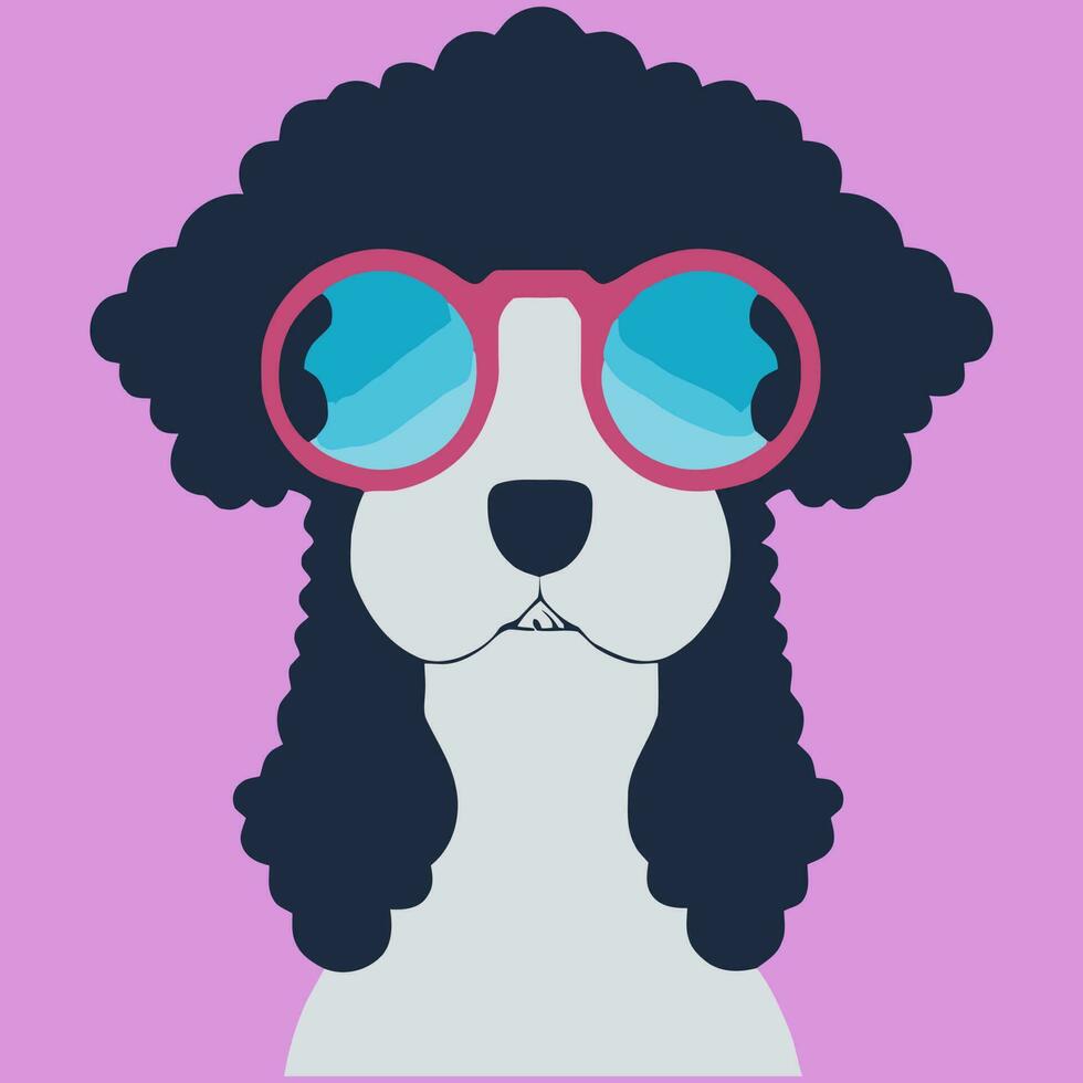 illustration graphique vectoriel de chien caniche mignon portant des lunettes de soleil isolé bon pour l'icône, la mascotte, l'impression, l'élément de conception ou personnaliser votre conception
