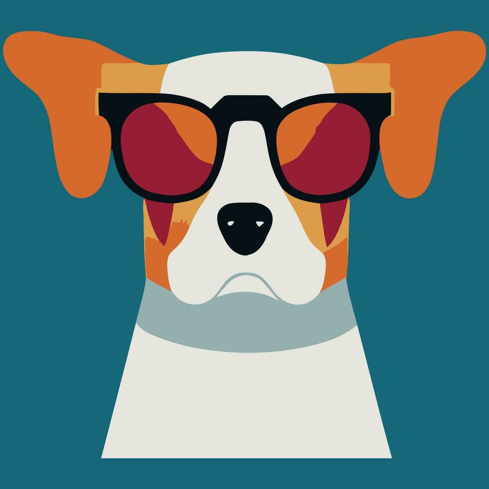 illustration graphique vectoriel de chien beagle coloré portant des lunettes de soleil isolé bon pour l'icône, la mascotte, l'impression, l'élément de conception ou personnaliser votre conception