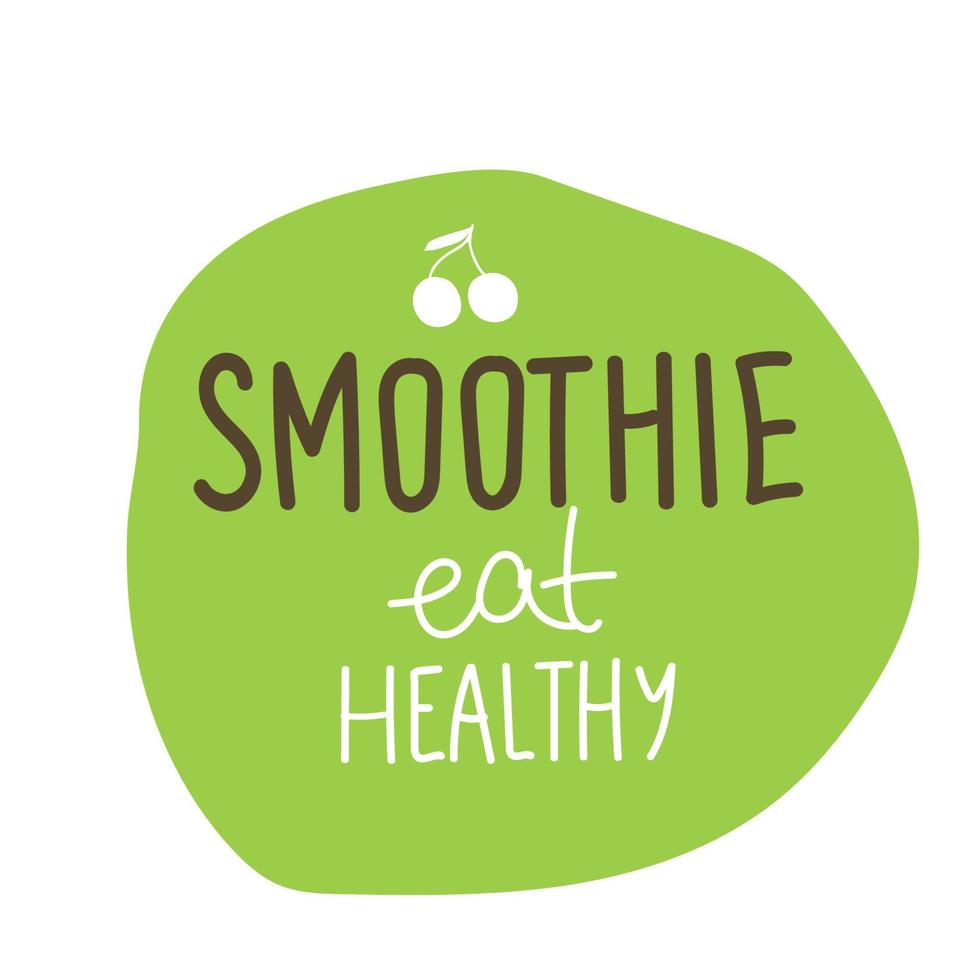 logo vectoriel manuscrit de smoothie. illustration avec typographie de lettrage au pinceau isolé sur fond blanc. logotype d'aliments de désintoxication sains pour l'emballage, le menu, la bannière, l'emblème, l'autocollant