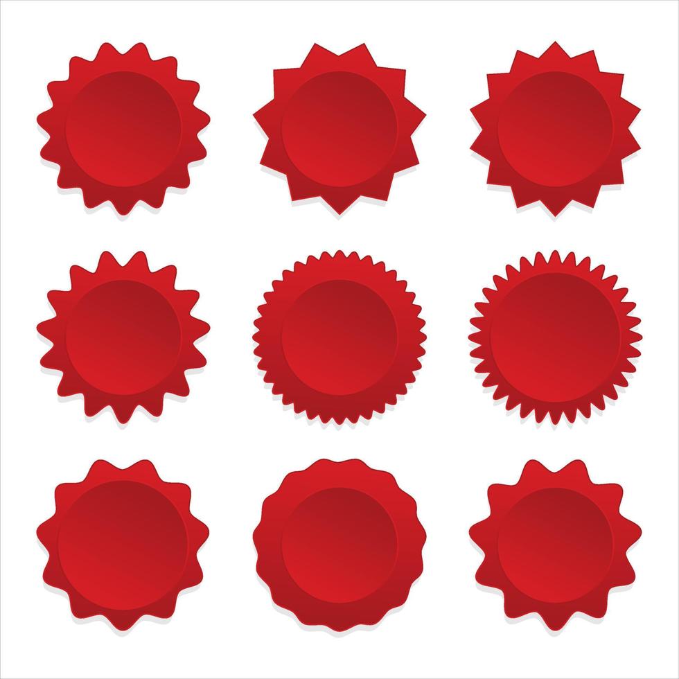 collection d'étiquettes vierges rouges vente ou rabais autocollant illustration vectorielle vecteur