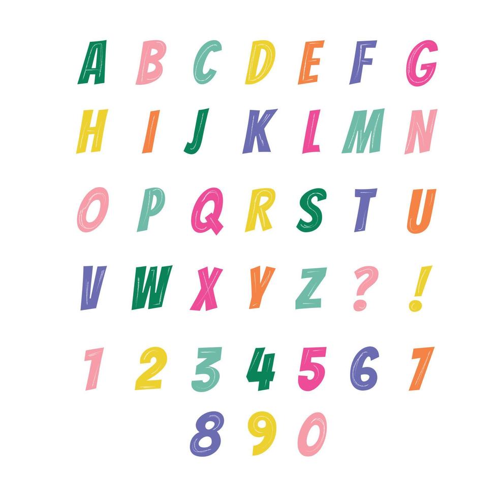 alphabet anglais avec des chiffres. vecteur