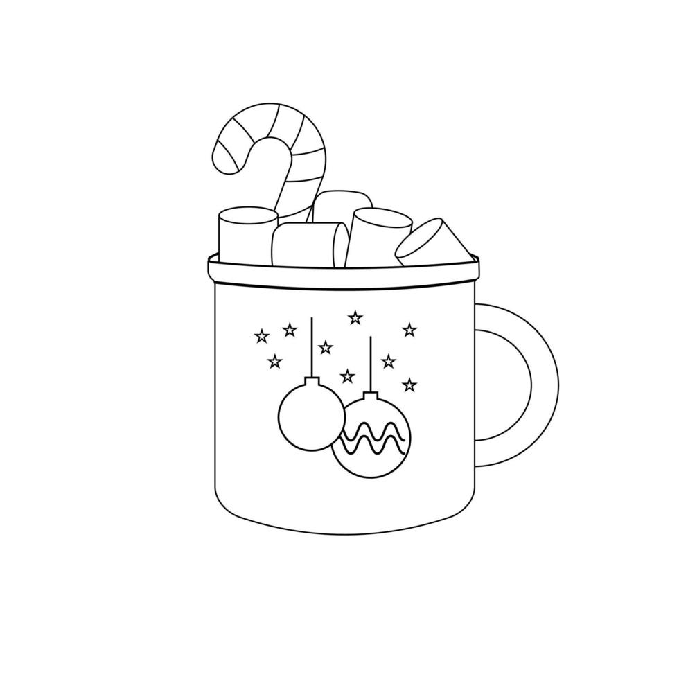 tasse de noël avec contour de bonbons. illustration vectorielle vecteur