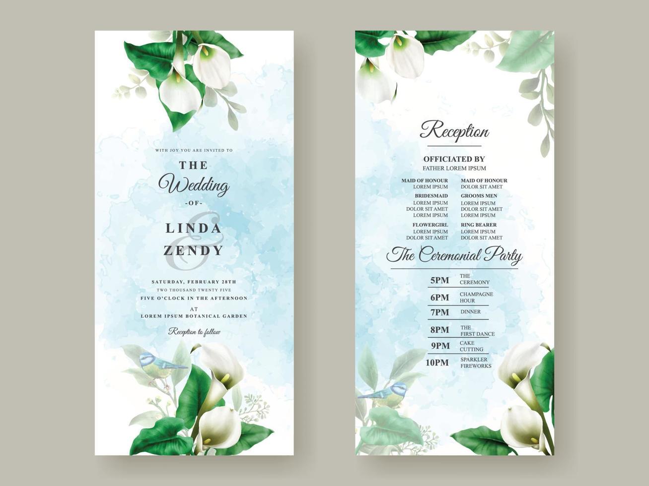 carte d'invitation de mariage avec verdure florale vecteur