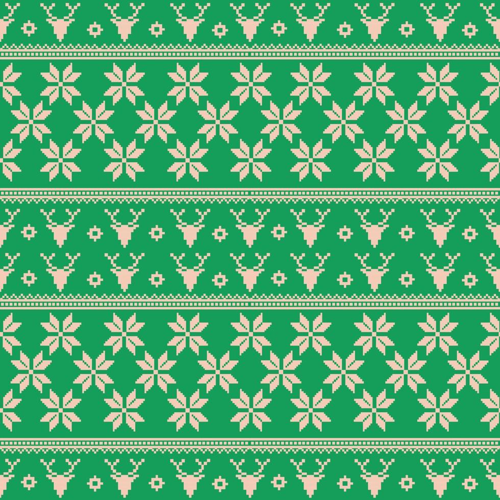 motif ornement vert brodé de noël. vecteur