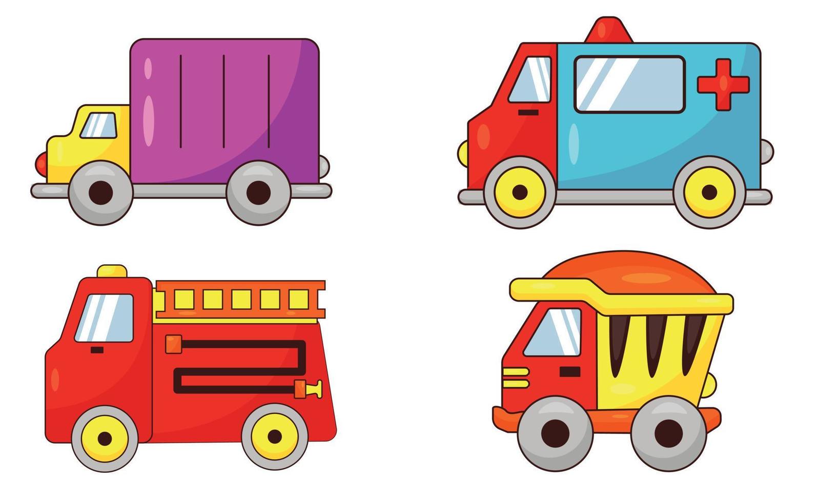 ensemble de transport de jouets pour enfants, voitures vecteur