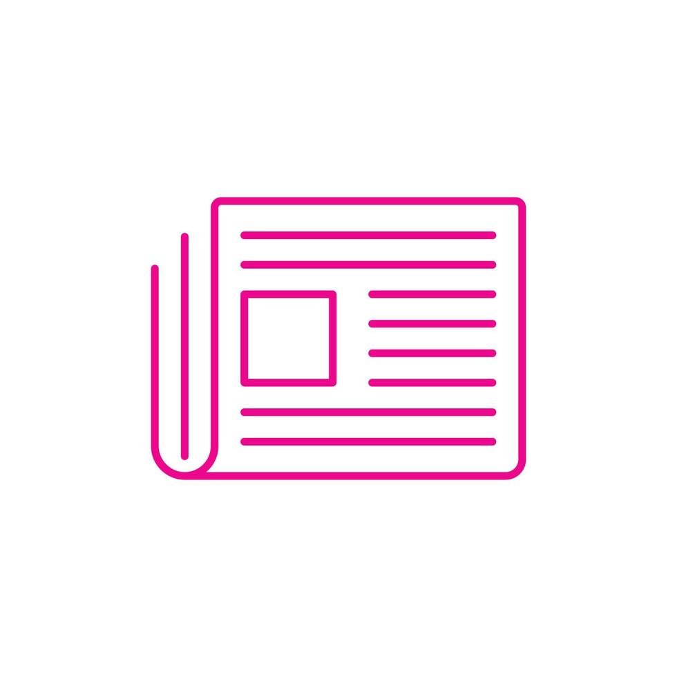 eps10 article vectoriel rose ou icône d'art de ligne de journal isolé sur fond blanc. presse ou symbole de contour de magazine dans un style moderne et plat simple pour la conception, le logo et l'application mobile de votre site Web