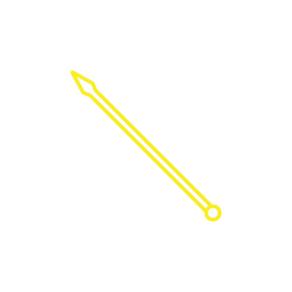 eps10 icône de contour de lance vecteur jaune isolé sur fond blanc. arme de lance médiévale avec symbole de tête pointue dans un style moderne simple et plat pour la conception de votre site Web, votre logo et votre application mobile