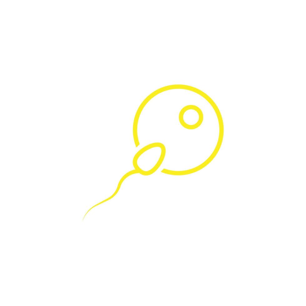 eps10 icône d'art de ligne de sperme et d'oeuf vecteur jaune isolé sur fond blanc. symbole de plan de fertilisation ou d'objectif dans un style moderne et plat simple pour la conception, le logo et l'application mobile de votre site Web