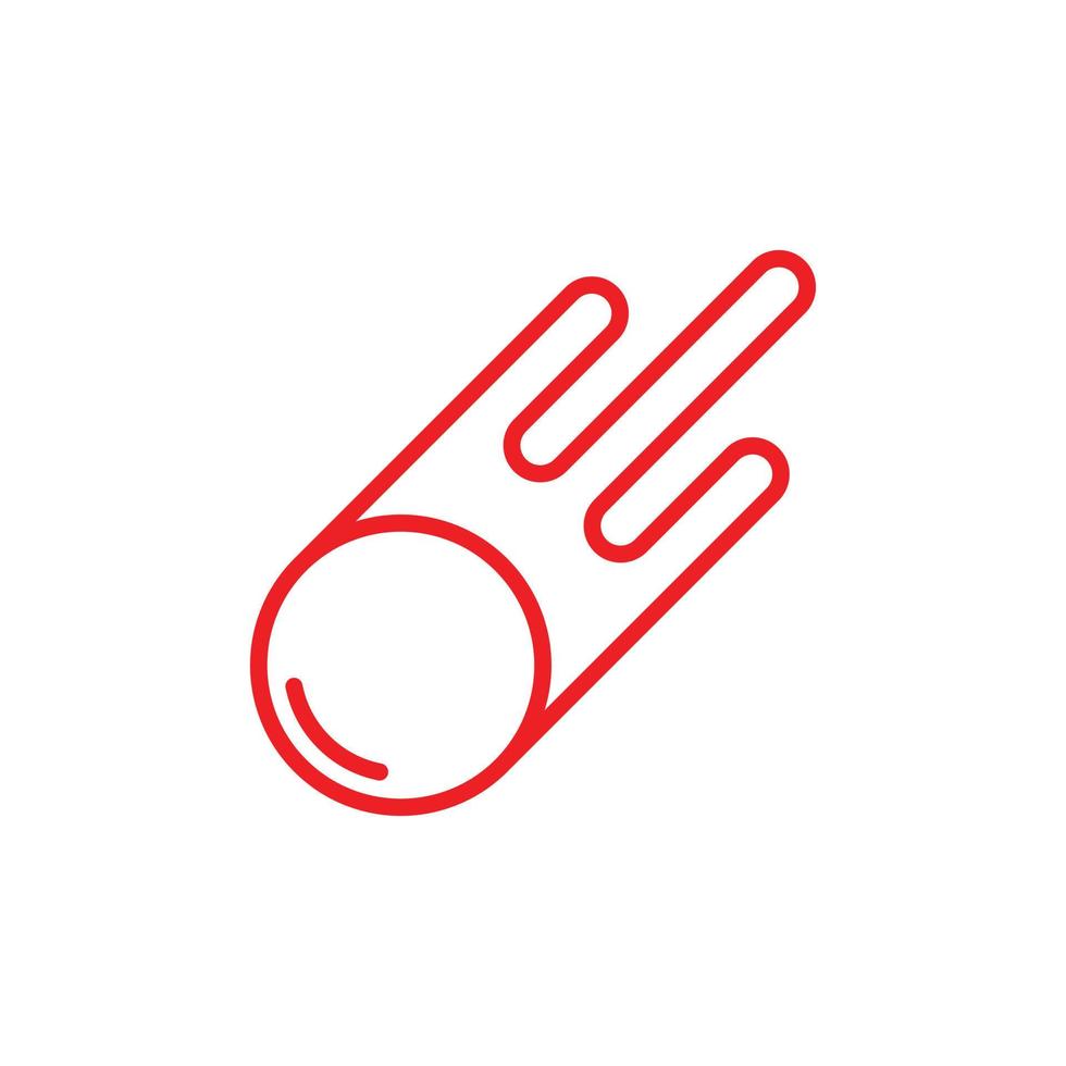 eps10 vecteur rouge comète ou icône d'art ligne météore isolé sur fond blanc. symbole de contour d'astronomie ou de boule de feu dans un style moderne simple et plat pour la conception de votre site Web, votre logo et votre application mobile