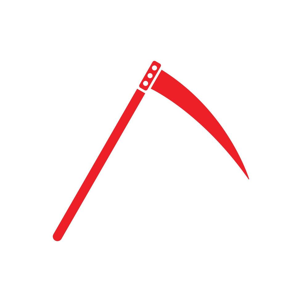 eps10 vecteur rouge icône de l'art solide abstrait de faux de jardin isolé sur fond blanc. symbole de faux de ferme dans un style moderne et plat simple pour la conception, le logo et l'application mobile de votre site Web