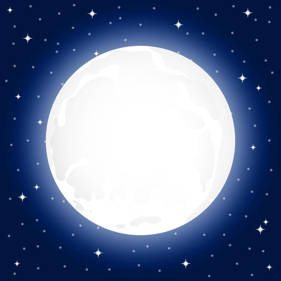 lune avec des étoiles brillantes, ciel d'illustration vectorielle vecteur
