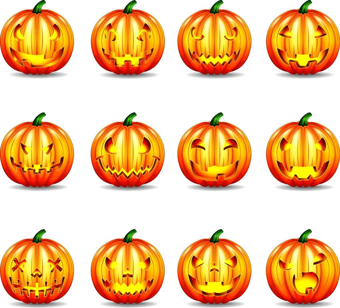 citrouilles avec des expressions faciales vecteur