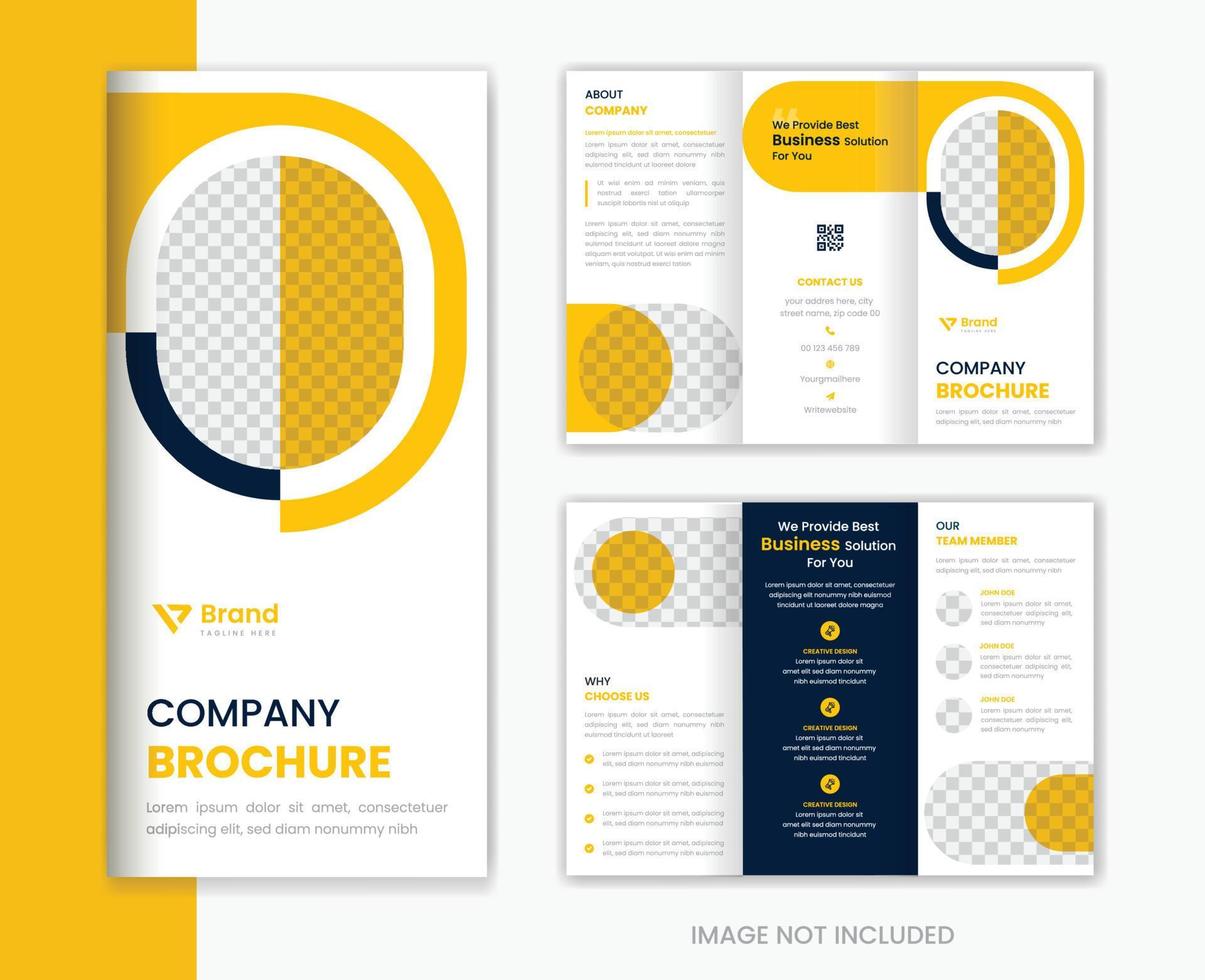 modèle de conception de brochure à trois volets d'entreprise créative jaune pour le profil de l'entreprise vecteur