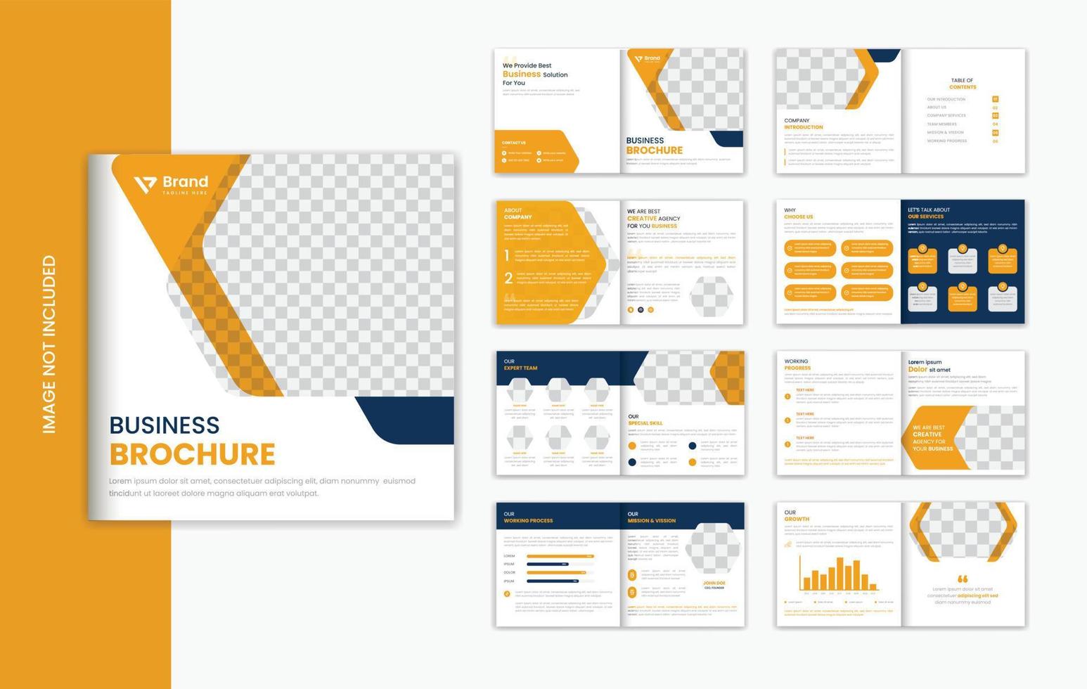 modèle de conception de brochure carrée d'entreprise jaune de 16 pages pour le profil de l'entreprise vecteur