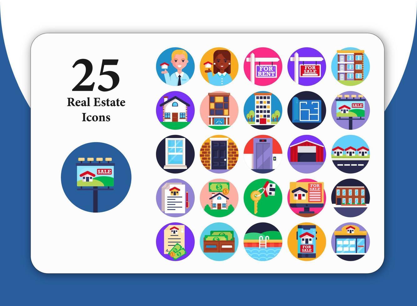 25 icônes de l'immobilier vecteur
