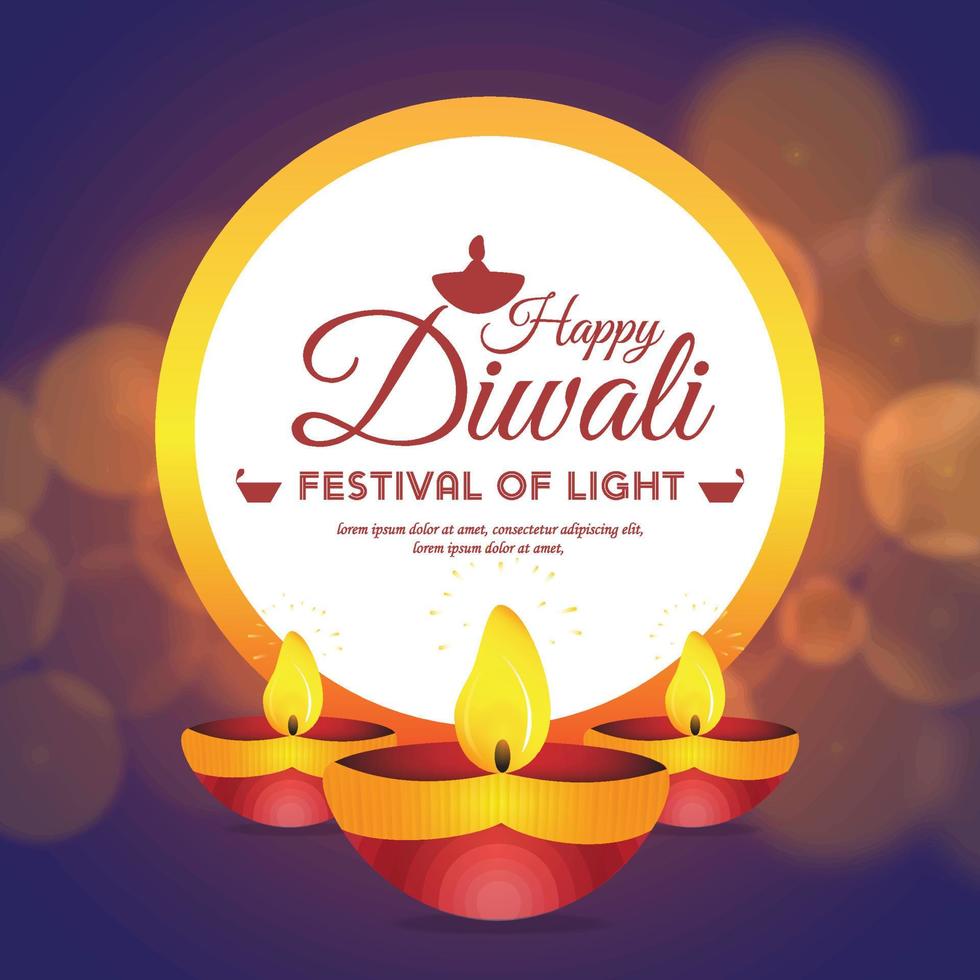 illustration de voeux joyeux diwali avec diya brûlant pour la fête des lumières sur les arrière-plans de vacances de diwali vecteur