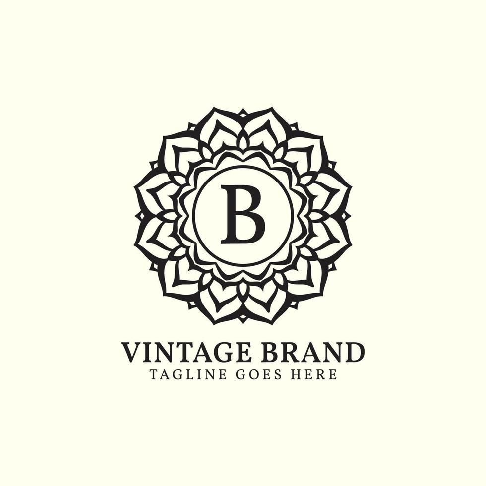 création de logo vectoriel luxueux mandala vintage lettre b