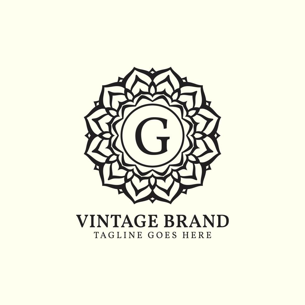 création de logo vectoriel luxueux mandala vintage lettre g