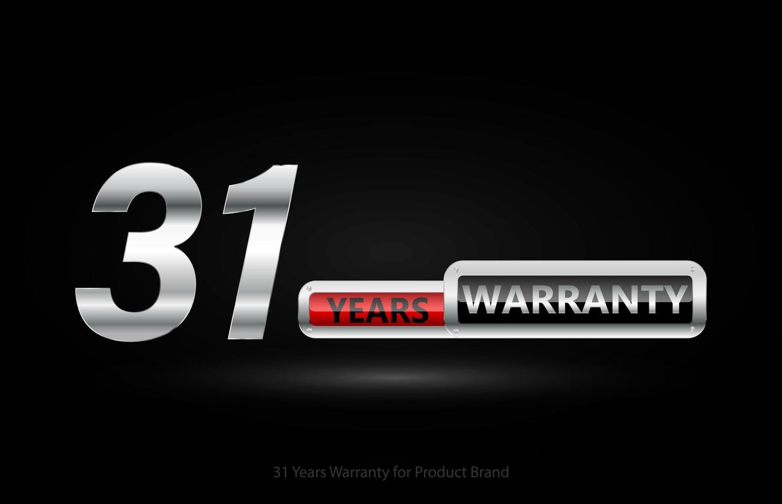 31 ans de garantie logo argenté isolé sur fond noir, conception vectorielle pour la garantie du produit, la garantie, le service, l'entreprise et votre entreprise. vecteur