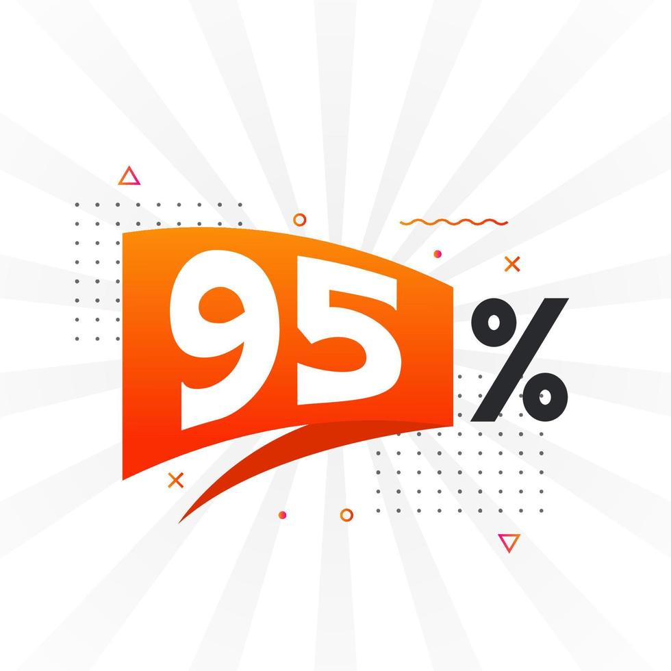 95 promotion de bannière marketing à prix réduit. Conception promotionnelle de 95 % des ventes. vecteur