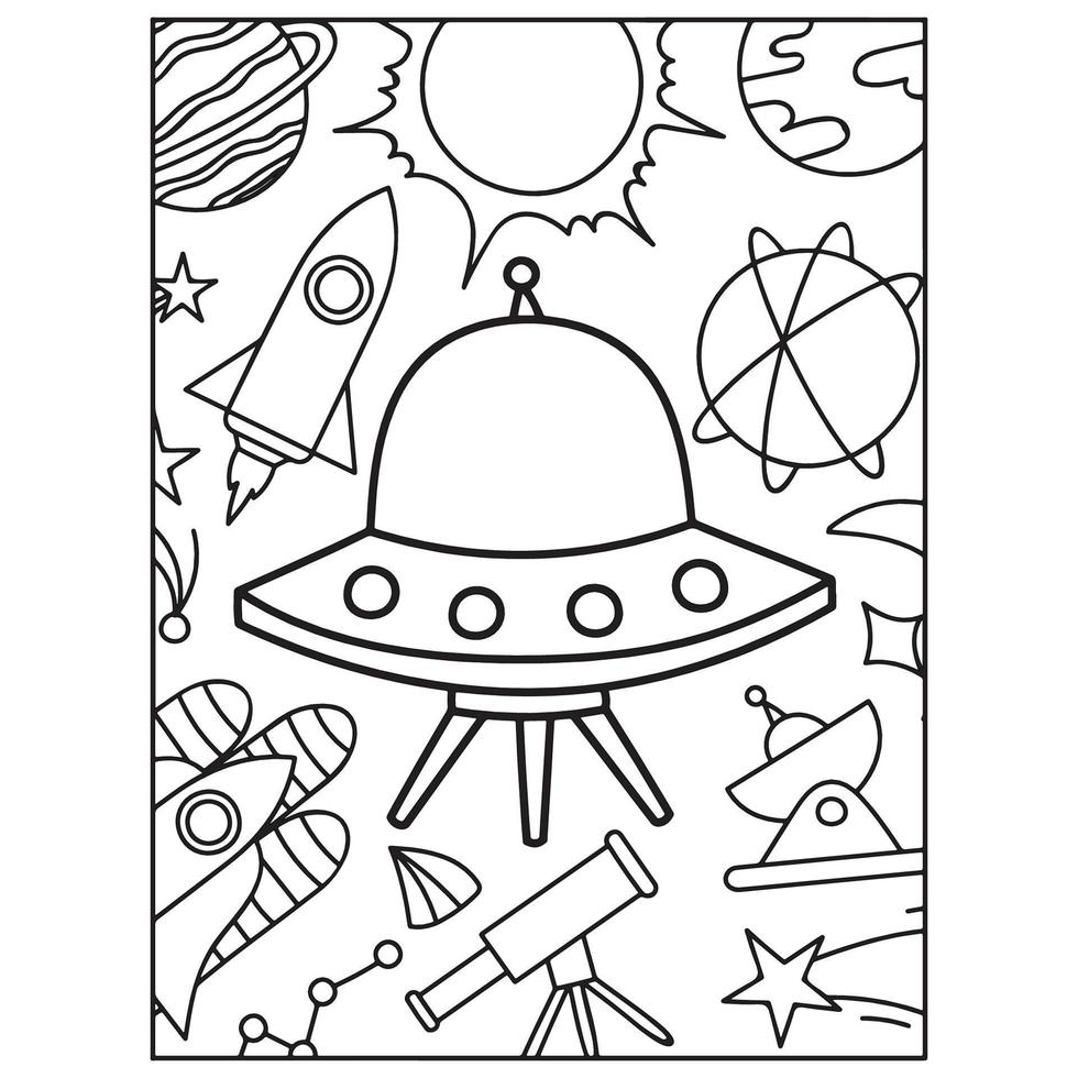 pages de livre de coloriage de l'espace pour les enfants vecteur