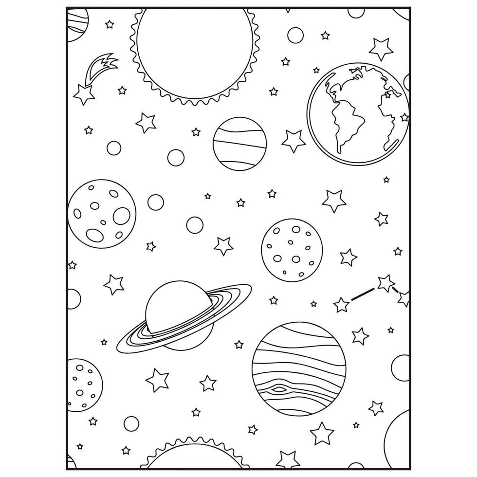 pages de livre de coloriage de l'espace pour les enfants vecteur