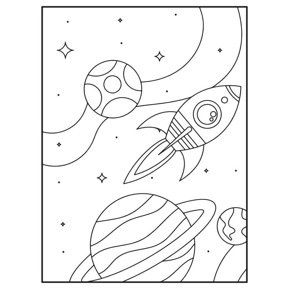 pages de livre de coloriage de l'espace pour les enfants vecteur